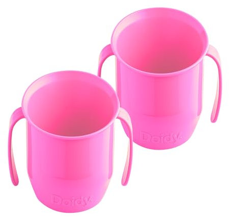 Doidy Cup Twin Pack - Training Sippy Cups Unique Slanted Design Two Handles Baby Great Weaning for Milk, Water & Juice Use from 3-6 Months to Toddler PP Material 200ml (Cerise), 0.05 kilograms, of 2