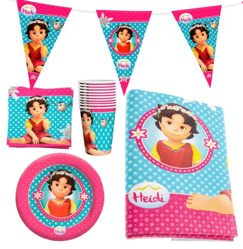 Party Factory `Heidi´ Party-Set Einweggeschirr, 10 Becher, 10 Teller, 20 Servietten, 1 Tischdecke und 1 Wimpelkette