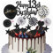 Yunchu Online Happy 13th Birthday Tortendeko Schwarz Tortendeko 13 Geburtstag Deko Kuchen Topper 13 jahre Junge Mädchen Kuchendeko 13. Geburtstag Schwarz Tortendeko für 13. Geburtstag Cupcake Toppers