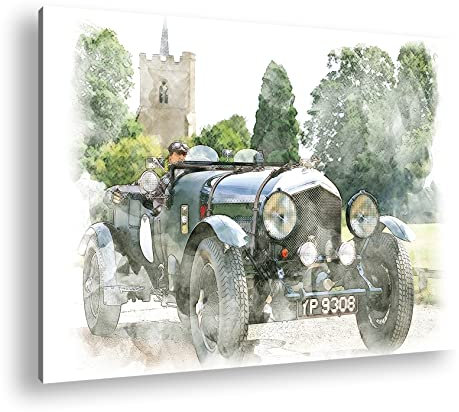 deyoli Klassischer Oldtimer Format:90x60 cm als Leinwandbild, Motiv fertig gerahmt auf Echtholzrahmen, Hochwertiger Digitaldruck mit Rahmen