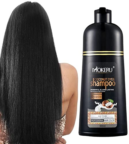 Sofortiges Schwarzes Haarfärbe-Shampoo, Pflanzliche Natürliche Inhaltsstoffe, Kokosnussöl, Bio-Haarfärbemittel, 100 Schwarze Deckkraft, Schnelles Färben, Lang Anhaltendes Farbshampoo, Unisex, 500 Ml