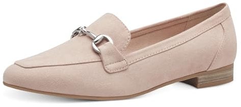 MARCO TOZZI Damen Loafer ohne Absatz Vegan mit Schnalle, Beige (Powder), 36 EU