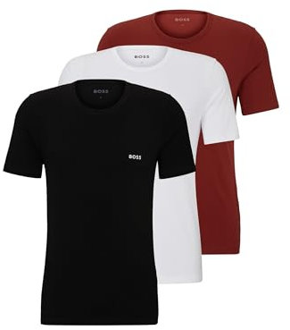 BOSS Mens Pack Classic T-Shirt Burgundy/White/Navy L