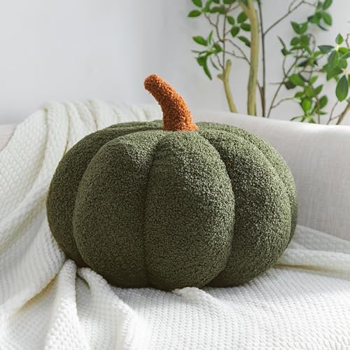 Gluhbirnen Kürbis Überwurfkissen, Kürbis Deko, Kürbiskissen Schlafzimmer Dekoration Dekoration, kürbis Kissen, Halloween deko, Partybevorzugung, 20cm, Grün