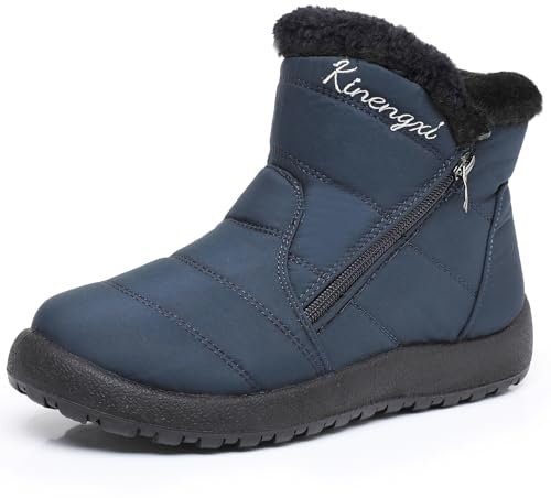 Stivali DonnaI nvernali Stivaletti Scarpe da Neve Caldo Peluche Scarponcini Inverno, Blu, 38 EU, Tag 39