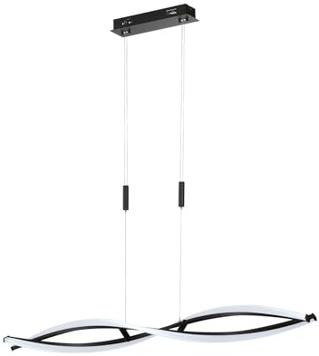 Fischer & Honsel Pendelleuchte, Torcido | sandschwarz| L: 105,5 cm, B: 11,5 cm, H: 90-150 cm| stufenlos dimmbar| Farbtemperatureinstellung| 1x LED 27 Watt 2700/6500 K|3200 lm| EEG:F | 60978