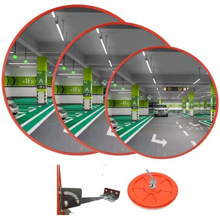 Miroir de signalisation, 60 cm, miroir de sécurité, aide au stationnement, angle de vue grand angle réglable, miroir convexe pour garage, miroir de rue (soutien intérieur et extérieur)