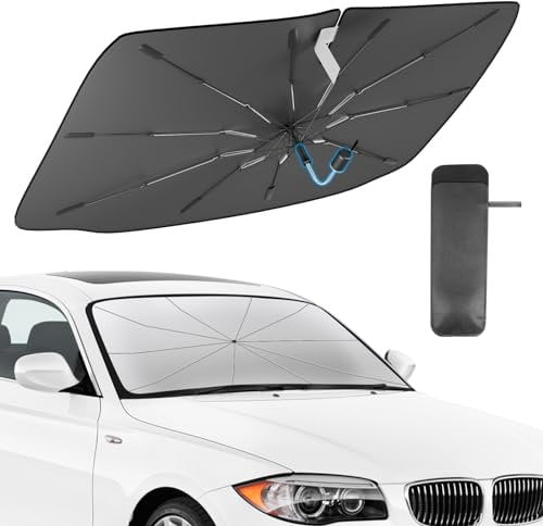 PEMOTech Parasol Coche, Paraguas Plegable de 90° con Protección UV, para SUV y Camiones(143×83 cm)