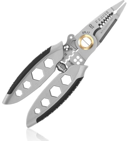 7in Multipurpose Wire Stripper, Stainless Steel 4 in 1 Wire Stripper Tool Portable Professional Handle Wire Pliers Wire Stripping Cutter for Stripping Cutting Crimping