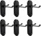 Bwintech 6 Sets Matt Black Richmond Lever on Plate, Latch Furniture, Backplate Door Handles,Suitable for Wooden Doors
