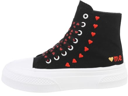 Ital Design Damenschuhe Freizeitschuhe Sneakers High, PC211-, Textil, Schwarz Weiß, Gr. 37