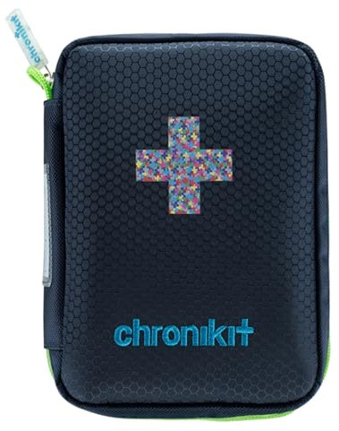 UPP Chronikit Asthma Notfalltasche 'Honey Comb Blue' - Medikamententasche, Notfalltasche Leer - Ideal für Allergie und Asthma - Sichere Mobilität bei Chronischen Erkrankungen