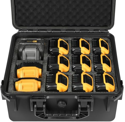 LOTOCASE Storage Case for Dewalt Battery & Charger - Waterproof Power Tool Box Storage Bag with Customizable Fit Foam for Milwaukee/Makita/Ryobi Battery & Charger (Only Case)