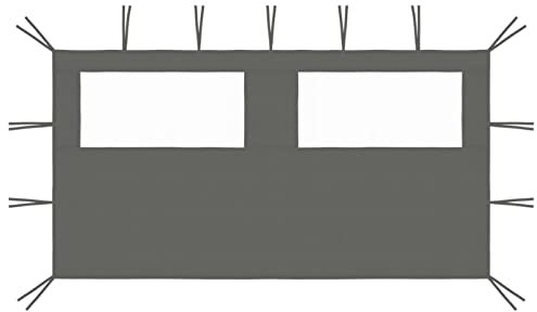 LAPOOH Pavillon-Seitenwand mit Fenstern, Seitenteile Pavillon, Partyzelt Seitenteile, Seitenwände Für Pavillon, Pergola Seitenwand, 4x2 m Anthrazit