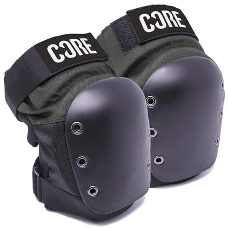 Core Street Knee Pads for Skateboarding Scooter BMX & Roller Skating Pro Protective Gear Suitable for Kids aged 6-12, Teenagers & adults Heavy Duty Super Durable Skate Pads - Black/Grey - L