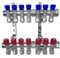 AQUA HEATING Wasserverteiler Set Verteiler Warmwasser Kaltwasser Trinkwasser Heizung Industrie Wasseranschluss Messing Vernickelt 1 Zoll 16x2 mm PEX 7 Wege Blau 7 Wege Rot