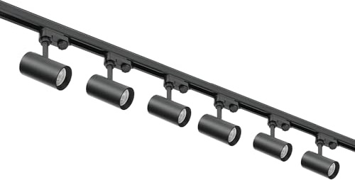3-Phasen-Schienenset NEXTRACK - Schienensystem Komplett-Set mit 6x GU10 Lampe und 1m Schiene, 2m Schiene, gerader Verbinder, Netzteil, Kappe (Schwarz, Schiene 1+2 Meter gerader Stecker)