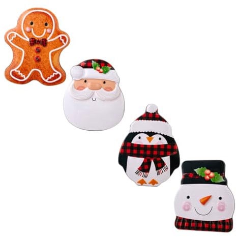 Hoement 4pcs Box Christmas Tin Box Christmas Chocolates Christmas Cookie Tins Cookie Boxes Boxes Gingerbread Man Candy Jar Biscuits Chocolates for Gifting Christmas Supplies Tinplate