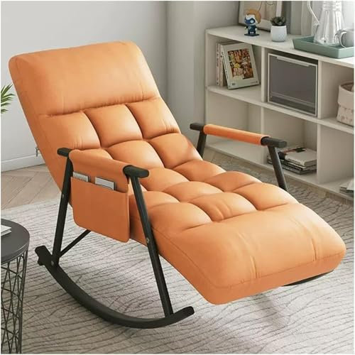 FZZIBQYR Living Room Leisure Rocking Chair,Rocker Recliner Chair Lounge Chair Modern Armchair Lounge Comfy Side Chair With High Backrest(Orange)