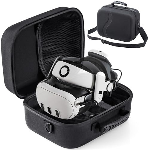 Large Carrying Case for Meta Quest 3, Hard Travel Case Compatible with BOBOVR S3 Pro Battery Head Strap and Other Accessories, Storage Case and Soft Lining for BOBOVR S3 Pro Strap Black