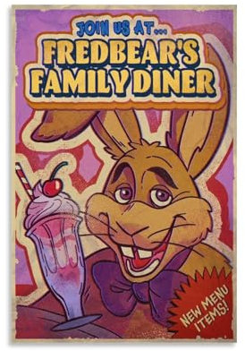 FNAF Poster im Vintage-Menü mit fünf Horrornächten, Videospiele bei Freddy's, Wanddekoration für Schlafzimmer, Leinwand, Gemälde, Badezimmer, Kunst, Wanddekoration, 30 x 45 cm