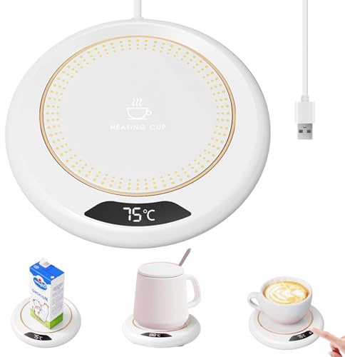 Chauffe Tasse USB, Tasse Chauffante USB avec 3 Réglages De Température, Chauffe Tasse USB Bureau avec Arrêt Automatique De 8 Heures, Mug Chauffant pour Café, Thé, Lait, Bougies