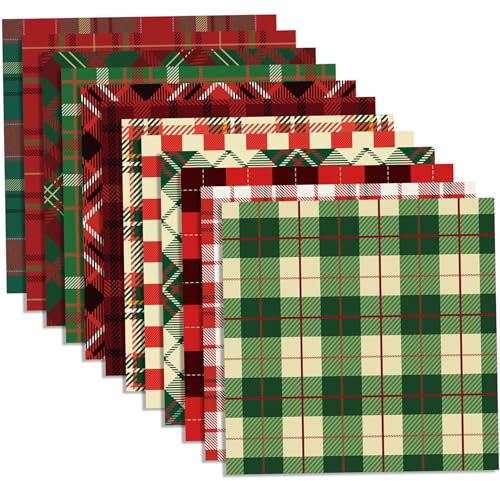 Weihnachtsmusterpapier 12 Designs 24 Stück doppelseitig kariert 12x12 Papierblöcke DIY dekorative Weihnachtspapierblöcke für die Kartengestaltung Scrapbook gemusterte Karte