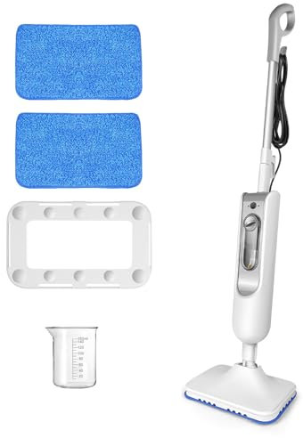 1500W Dampfbesen für Böden und Fenster, 2-Drehzahl, Handdampfreiniger Einsatzbereit in 20 Sek, ohne Chemie, 400ml Wassertank, Aluminiumstange und ABS Griff, 4,8m Kabel