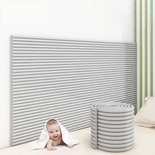 2cm Dick Wandpaneele Gepolstert - 200cm Wandpolster Selbstklebend für Kinderzimmer, 3D Anti-Kollision Wandkissen Bett Kopfteil, Polsterpaneel Wand für Kinder und ältere Menschen(Grau,2 Pcs)
