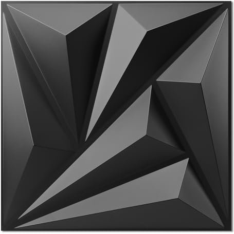 Art3d PVC 3D Wandpaneele für Innenwanddekoration Diamant Wandverkleidung für Gaming Wohnzimmer TV-Wandhintergrund 30 x 30 cm Schwarz 20 Stück