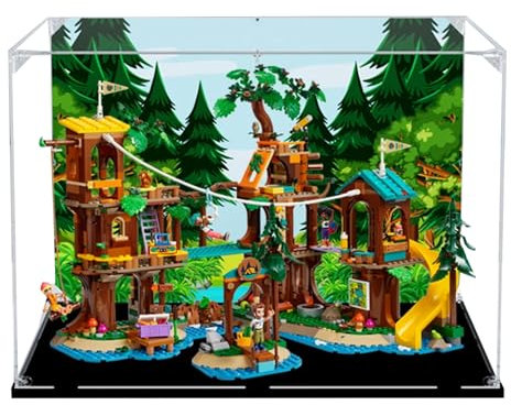 Vetrina in acrilico per Lego 42631 Expedition Set da costruzione di case sull'albero, trasparente, antipolvere, compatibile con Lego 42631 (solo vetrina) (base nera)