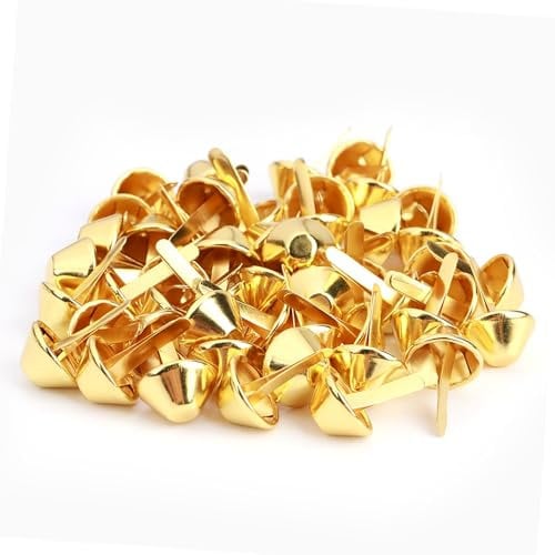 50Pcs Bag Feet Stud Spike, 10mm Purse Cone Studs Flat Metal Spikes Rivet Nailheads Brads Prong Bag Bottom Studs for Handbag Purse Clothing DIY Leather Craft (15mm)