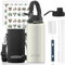 WATERSY Stainless Steel Vacuum Insulated Water Bottle 32oz, Drink Flask Metal Water Bottles 946ml with 2 Lids Leakproof (Straw Lid and Spout Lid) Keep 24 Hours Cold Drinks for Sport, Work, Travel