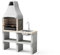 MOVELAR - Barbacoa de Obra Prefabricada de Leña y Carbón Modelo New Iberia Plus XL con Soporte Lateral y Fregadero (Gris, Beige - 128 x 47 x 190 cm) REF: M00471-Cocina de Exterior para Jardín o Patio