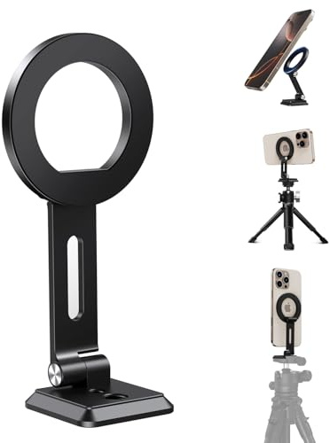 elitehood Metal MagSafe Tripod Mount with Arca Port, Magnetic Phone Mount | Aluminum iPhone Tripod Mount with 1/4 3/8 Screw Adapter, Cell Phone Tripod Holder Adapter for Video Recording