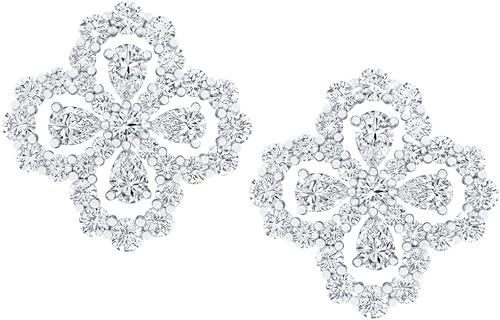 Kleeblatt Ohrringe Silber 925 Ohrringe Damen Ohrstecker, Ohrstecker Silber 925 Vierblättriges, Kleeblatt Schmuck mit Cubic Zirkonia Dupes Schmuck Damen Geschenk Für Frauen, Weiß Vierblättriges