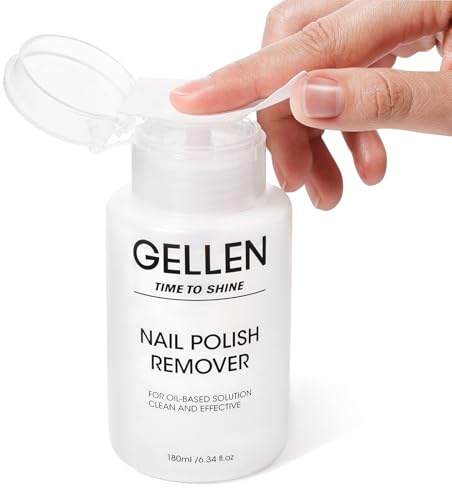 Gellen Nail Polish Remover Acetone-free, 180ml Fingernail Polishes Remover with Easy Push Down Pump, 5s Powerful Clean Air Dry Nail Polishes, Gentle Fragrance-free Natural Scent