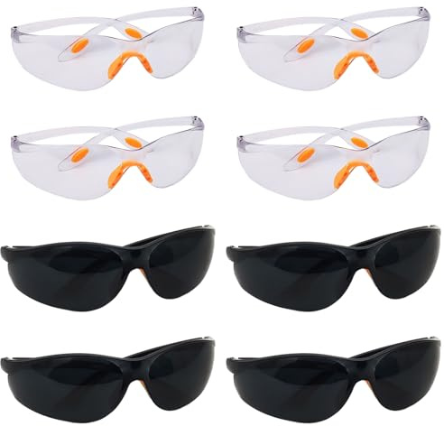 Saituo Home 8 Pièces Lunette de Protection Travail, Lunette Protection, avec Verres en Plastique, Pont de Nez et Embouts de Branches en Caoutchouc pour Plus de Confort, Hommes et Femmes