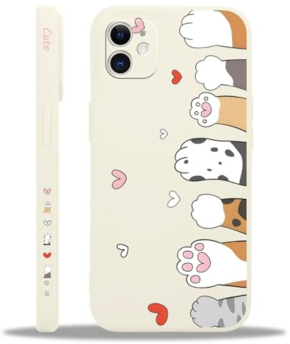 Saqmkil Handyhülle für iPhone 11 Hülle, Aesthetic Katze Mode Muster Motiv Design, Silikon Ultra Dünn Weich TPU Süßes Mädchen Frauen Stoßfest Case Schutzhülle für iPhone 11 6,1'', Herz