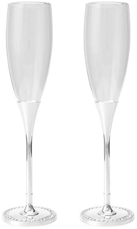 Set di 2 calici da cava in vetro con piede in metallo in argento e trasparente 26,5x7x7 cm