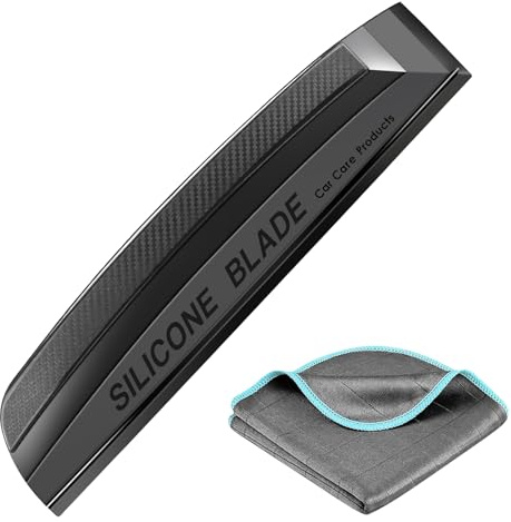 Raclette en silicone pour voiture avec chiffon en microfibre, raclette de pare-brise de voiture avec manche pour fenêtre miroir et douche