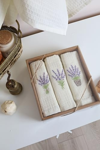 Küchentücher 3er-Set 40x60 cm, 100 % Baumwolle – Lavendel, Küchentuch | Saugstarke Küchentücher, waschbar 60 °C, fusselarm – für Geschirr, Gläser und Arbeitsflächen