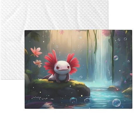 Qewfoju Waterproof Dog Blanket Soft Pet Blanket for Puppy Cat, Fleece Cat Throw Blankets for Furniture Bed Couch Sofa Reversible - Pond Cute Axolotl