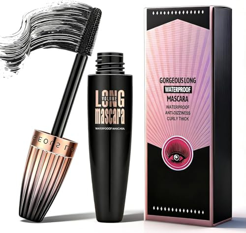 4D Fibre Soie Mascara 10ML,Noir Intense,Effet Faux Cils Naturel,Allonge et Recourbe les Cils, Imperméable et Tenue Longue Durée,Brosse Flexible pour Maquillage Quotidien et Soirée