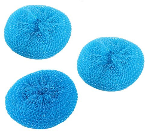 sourcing map Esponja de Malla Tejida tazón Plato Limpieza Estropajos depurador Azul 3pcs
