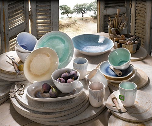 CreaTable, 17348, Serie AQUARIUS, 16-teiliges Geschirrset, Kombiservice aus Steinzeug, spülmaschinen- und mikrowellengeeignet, Made in Portugal