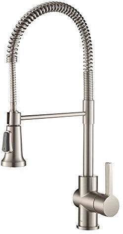 Kraus KPF-1690SFS Britt - Grifo de cocina comercial con cabezal de pulverización de doble función en acabado All-Brite, acero inoxidable sin manchas