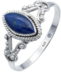 mantraroma Silberring Damen 925 Sterling Silber – ellipsenförmiger Edelstein Ring, Vintage Statement Ring Schmuck, elegantes Geschenk für Frauen