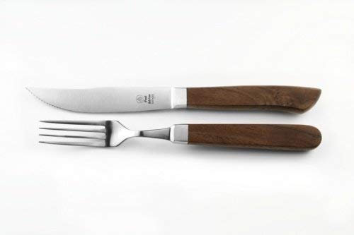 Paul Adrian Solingen Steakbesteck 2tlg. Steak Messer Gabel Grillbesteck Pizzabesteck Set Walnuss