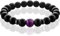 FABACH™ Chakra Perlenarmband mit 8mm Amethyst-Perle, Lavastein und Onyx-Naturstein (schwarz) - Yoga Armband aus 21 Heilsteinen - Energiearmband für Damen und Herren